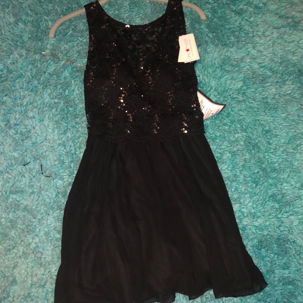 black sparkly skater dress